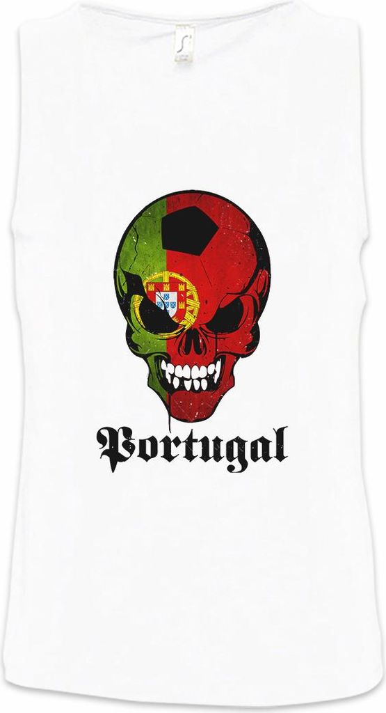 Urban Backwoods Classic Football Portugal Skull Flag, Ärmelloses T-Shirt, Farbe: Weiß, Größe: 2XL