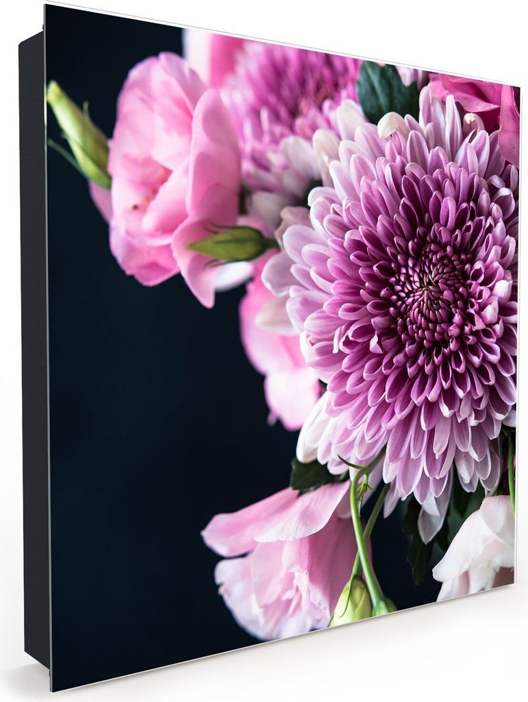 Nachbildung-Schlüsselkasten, Magnetpinnwand und Memoboard mit Glasfront Motiv Vintage Blumendekoration