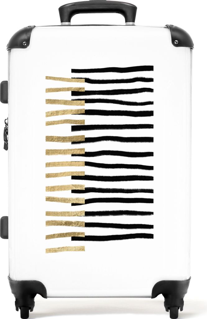 NoBoringSuitcases.com Großer Koffer - Schwarz - Gold - Abstrakt - Weiß - Kombinationsschloss TSA - Hartschalen Trolley 4 Rollen - 72 liter - Re...