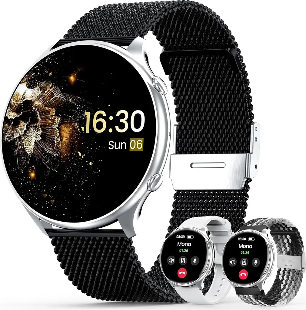 ELFOFLE S51 Smartwatch Professionale - Kit con 3 Cinturini e Chiamate BT