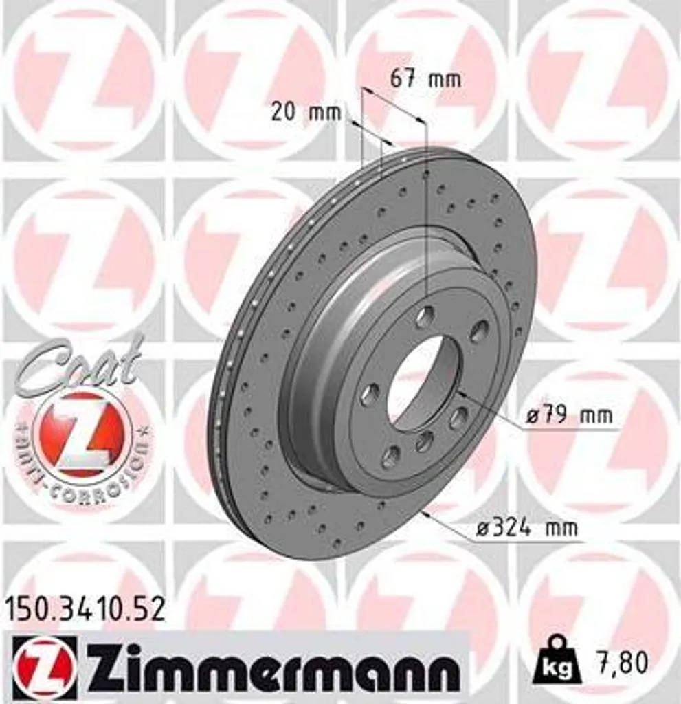 Éliminez les vibrations : Disque de frein Zimmermann 150.3410.52 BMW E65