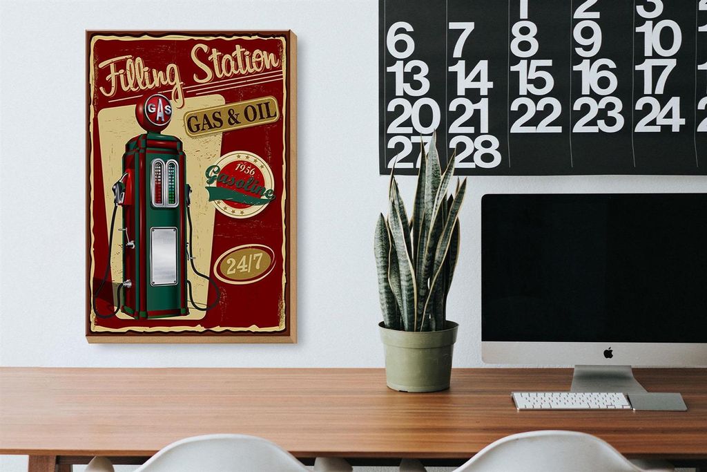 Holzschild Retro 20x30cm Čerpací stanice benzín 24/7 Obrázek produktu 4