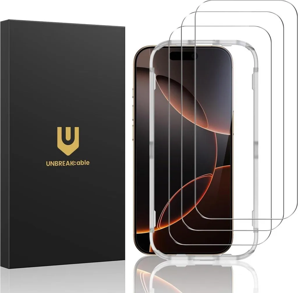 UNBREAKcable Protection iPhone 16 Pro Verre Trempé 9H HD - Pack de 3