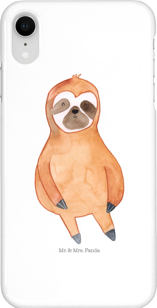 Mr. & Mrs. Panda Iphone XR Handyhülle Faultier Zufrieden - Weiß - Geschenk, Happy, Relaxen, Handy Case, Premium Kunststoff, Pause, Glück