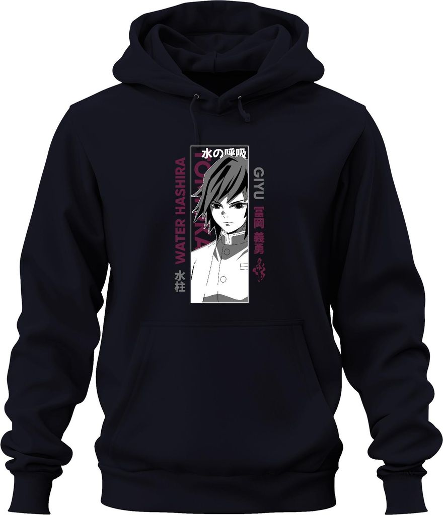 Demon Slayer Giyu Tomioka Water Hashira Anime Geschenk Manga Uni Hoodie Kapuzenpullover, Navy, XXL