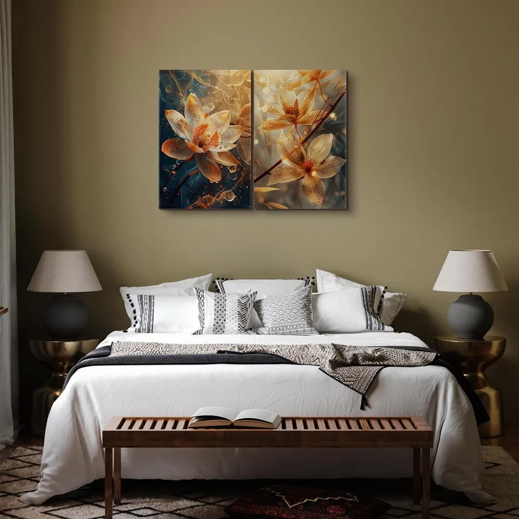 murando - Arte murale XXL Set Fiori 120x90cm 2 Pezzi 60x90cm ciascuno Collage 2er Tela Immagine Grande Decorazione Murale Soggiorno Decorazione Murale - Bagno Arte Murale Astratta Decorazione Idea b-H-10196-b-a - 5