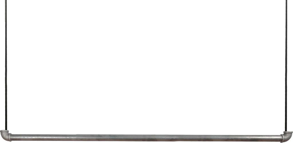 Natural Goods Berlin Pipe GARD Swing, Kleiderstange, Deckenmontage, Hängegarderobe, Temperguss, B120 cm, Schwarzes Seil