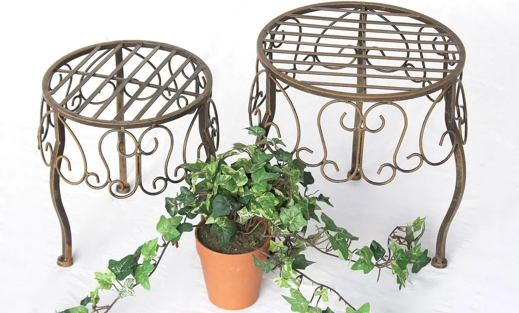 Support pour plantes en métal lot de 2 tables d'appoint noir stable