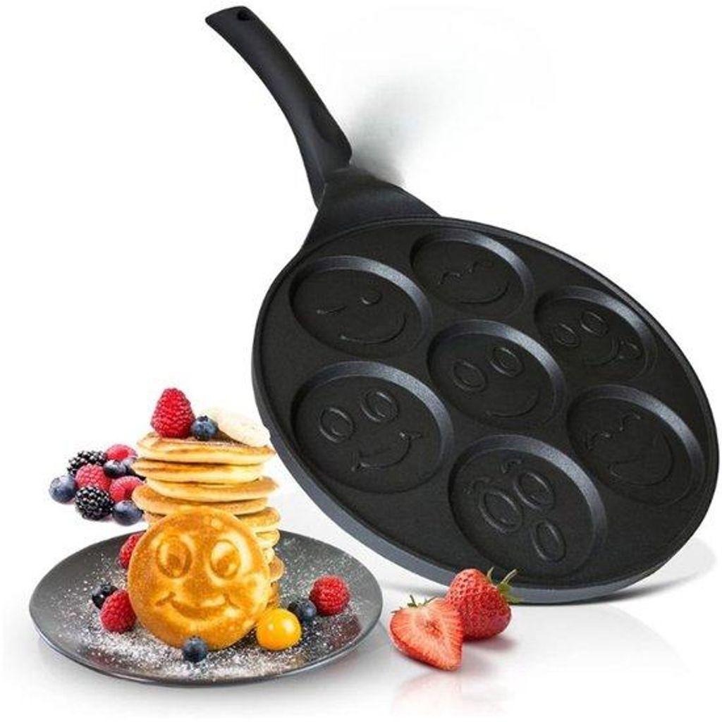 Famanu Pfanne für Pfannkuchen mit 7 Figuren 26 cm antihaftbeschichtet Mini-Pfanne für kleine Pfannkuchen, Omelettes und kreative Frühstücksgeri...
