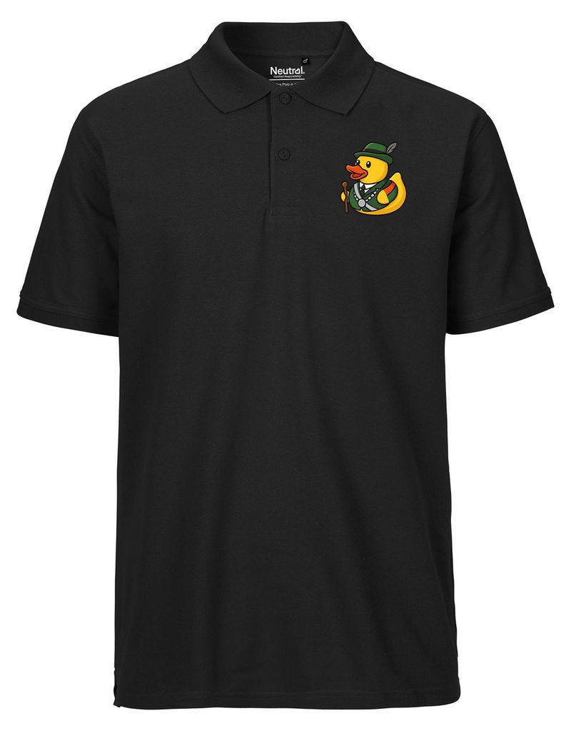 Huuraa Herren Polo Shirt Quietscheente Schützenkönig Gummiente Schützenfest M Black Bio Baumwolle Fairtrade Poloshirt Geschenkidee