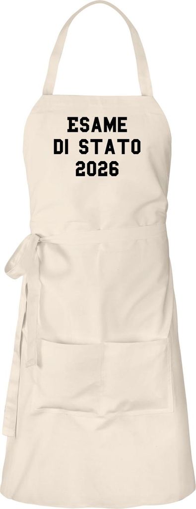 Huuraa Schürze Esame di Stato 2026 Abschluss Italien Natur mit Taschen Baumwolle Kochschürze Geschenkidee