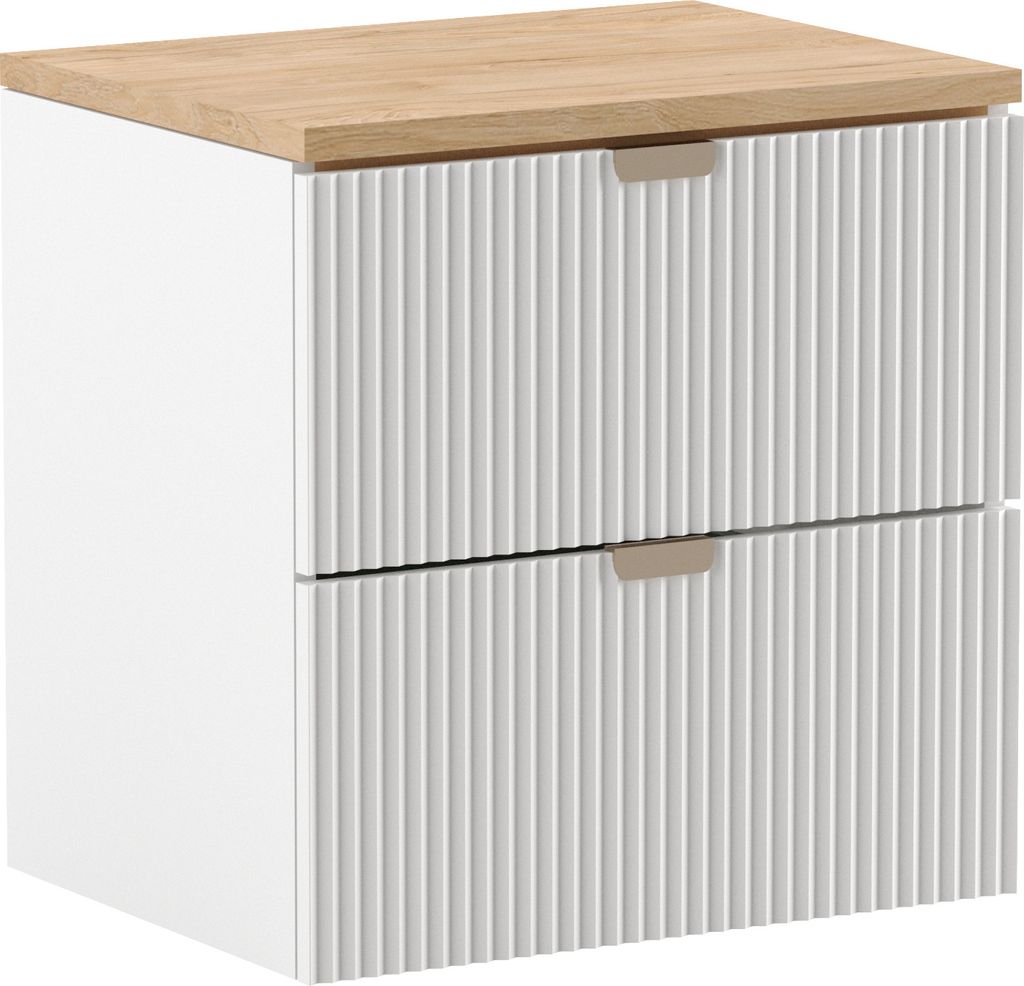 WENA Skříňka pod umyvadlo 60 cm, žebrovaná čela, kovové Obrázek produktu 8