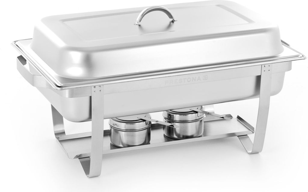 TECHNICA PRESTONA Chafing dish aus Edelstahl 2x 4L– Warmhaltebehälter Robust und pflegeleicht für buffet – Professioneller Speisenwärmer 2xG...