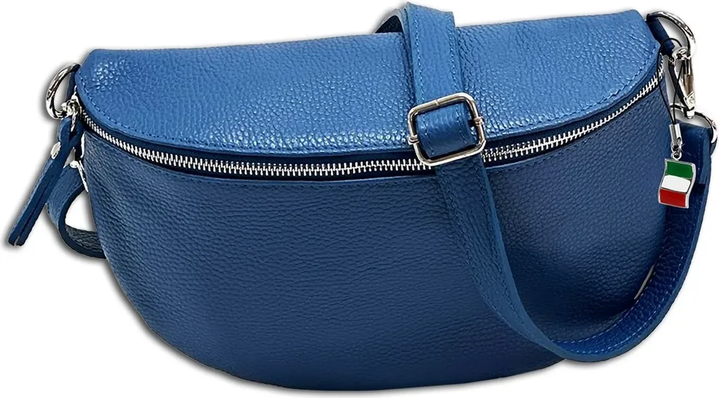 Petit sac banane cuir marine Florence OTF825M - Finition Grainée Luxe