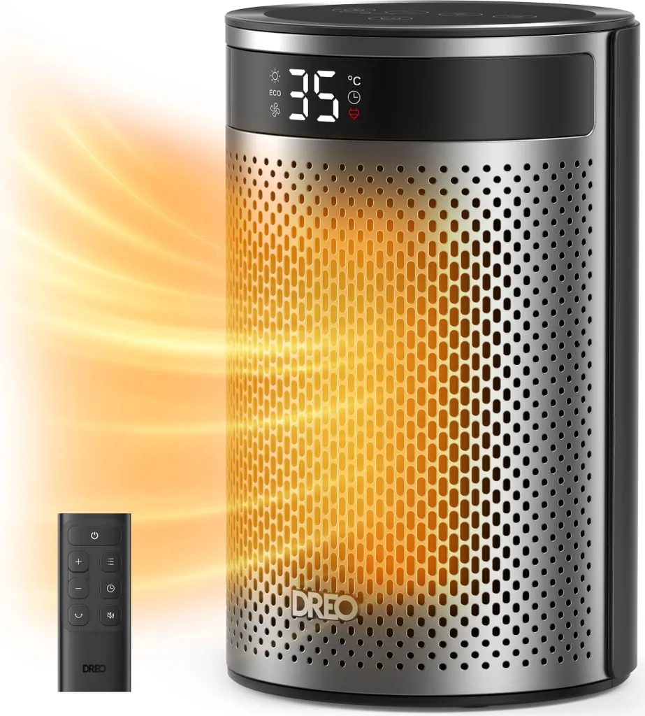 Dreo Atom 416 Riscaldamento Ceramico 1500W: Calore Rapido e Sicuro Nero