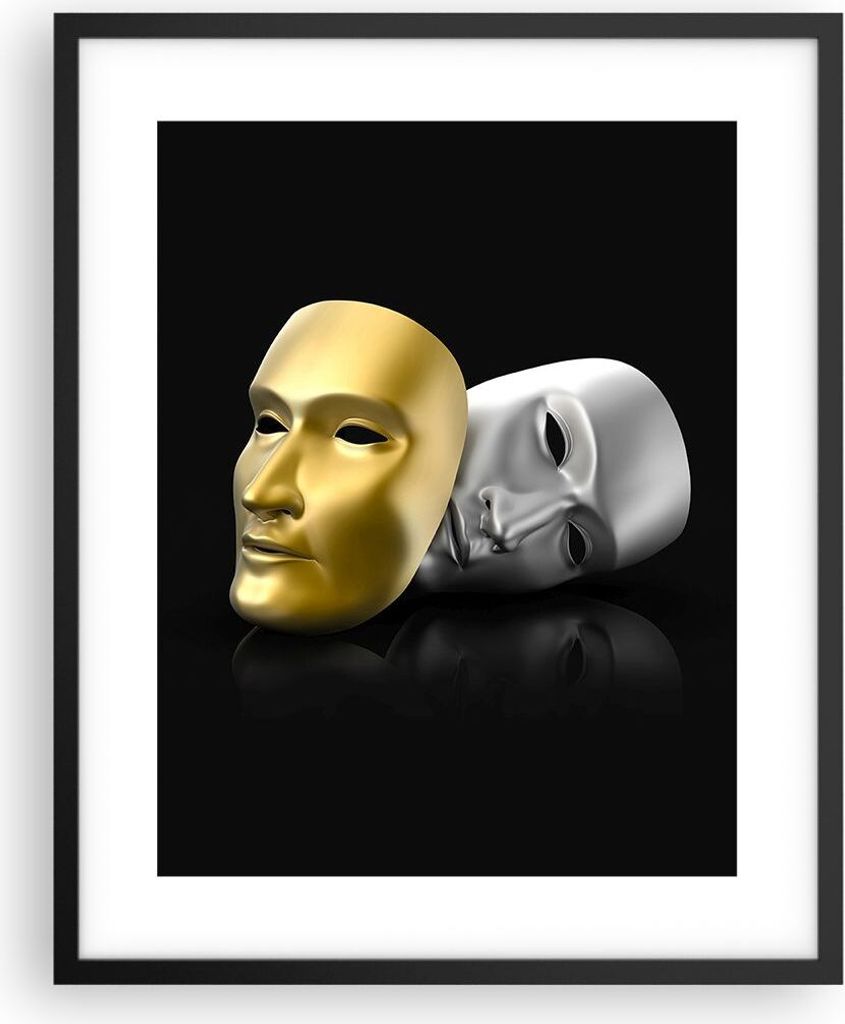 Gerahmtes Poster - Schwarzer Rahmen - Maske Theater Bühne Schauspieler - 40x50 cm - Wand Bild - Wanddeko - Wandbilder - Wandposter - Bilderrahmen ...