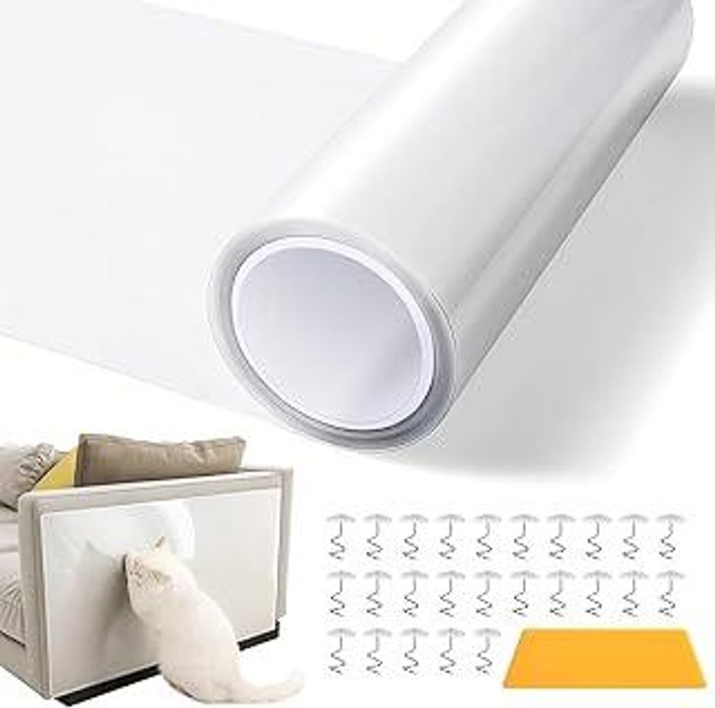 Kratzschutz Sofa Katze, 42cm x 5m Kratzfolie Katzen Selbstklebend Transparent Kratzschutzfolie Anti Kratz Folie für Tür Schränke Möbel