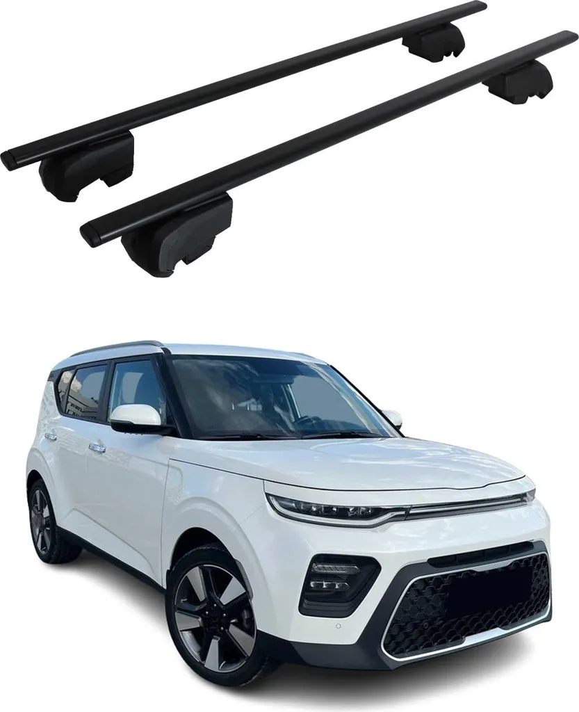 Barre Tetto Kia Soul X-Line 2020-2023 | 2x Metallo Nero Antifurto ABE