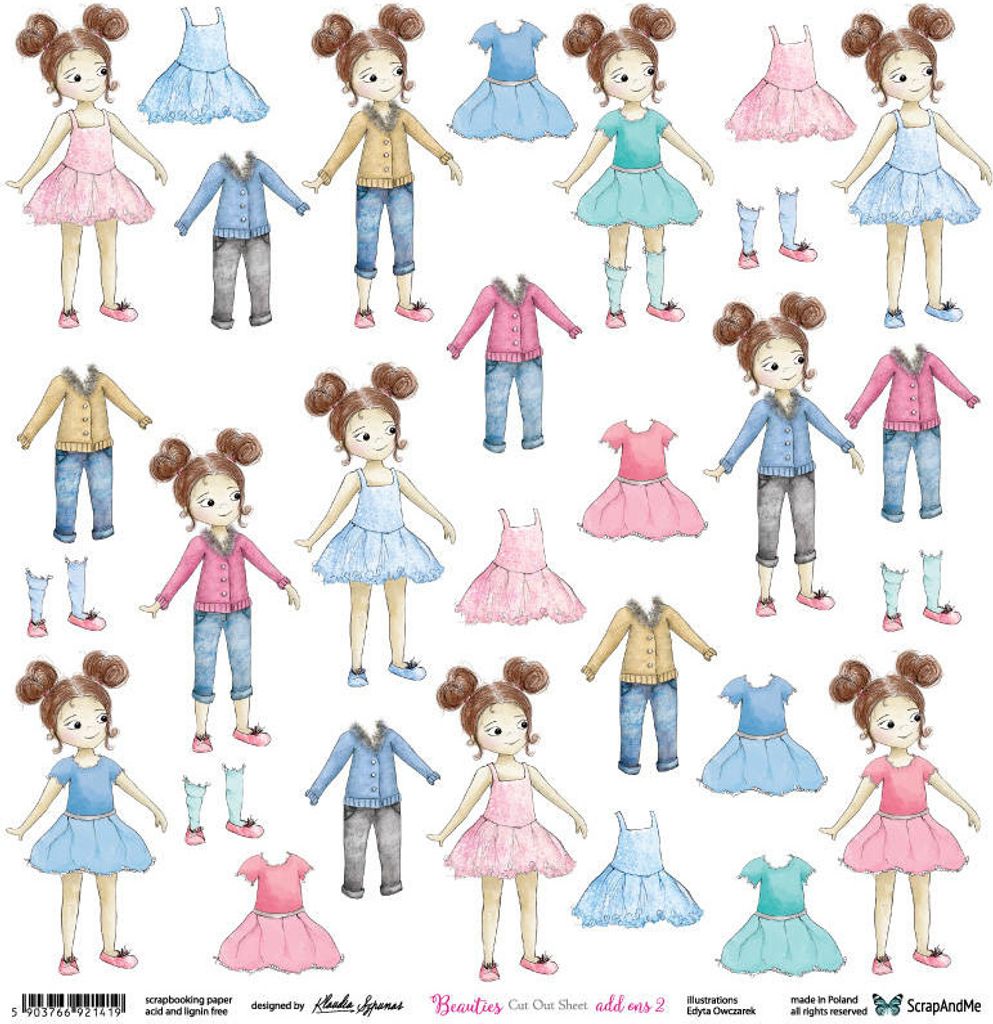 SCRAPandME 30x30cm einseitig Scrapbooking Papier 250g, Beauties add ons 2