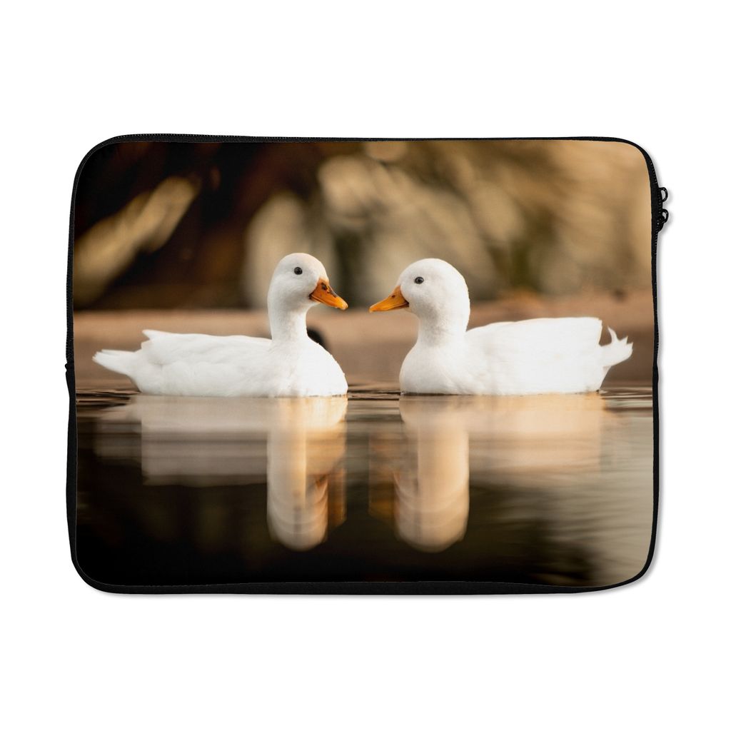 MuchoWow Laptop Hülle 17 Zoll Laptoptasche Ente - Weiß - Tiere - Wasser - Vogel - Enten - Zipper - Schutzabdeckung