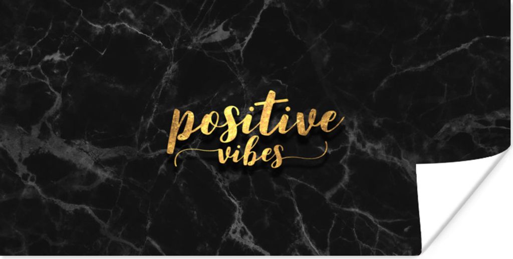 MuchoWow Poster Zitat - Positiv - Gold - Marmor 160x80 cm - Foto Poster