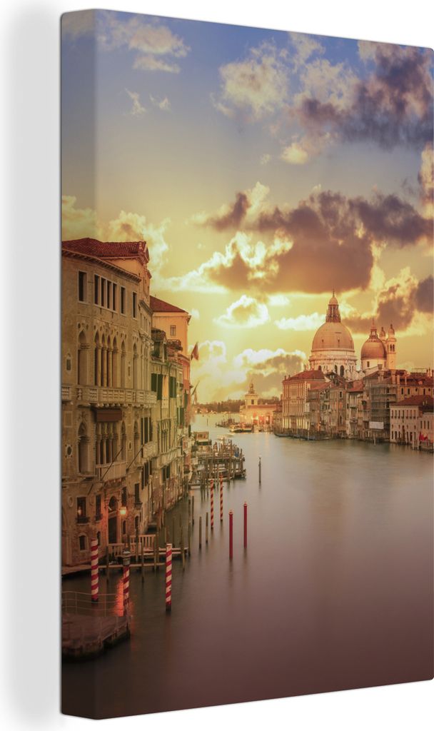 OneMillionCanvasses - Leinwandbilder - 90x140 cm, Architektur - Himmel - Venedig - Kanal, Wandbilder Kunstdruck Wanddekoration - Wandschmucke - S...