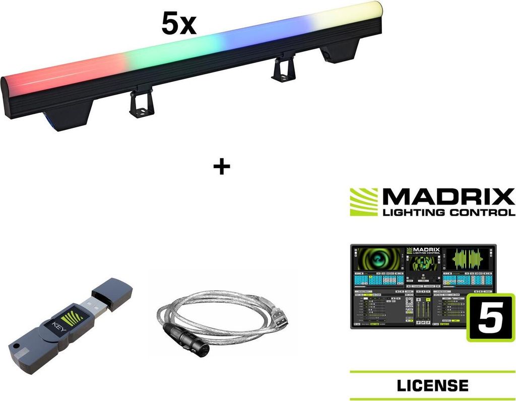 EUROLITE Set 5x LED PT-100/32 Pixel DMX Tube + Madrix Software