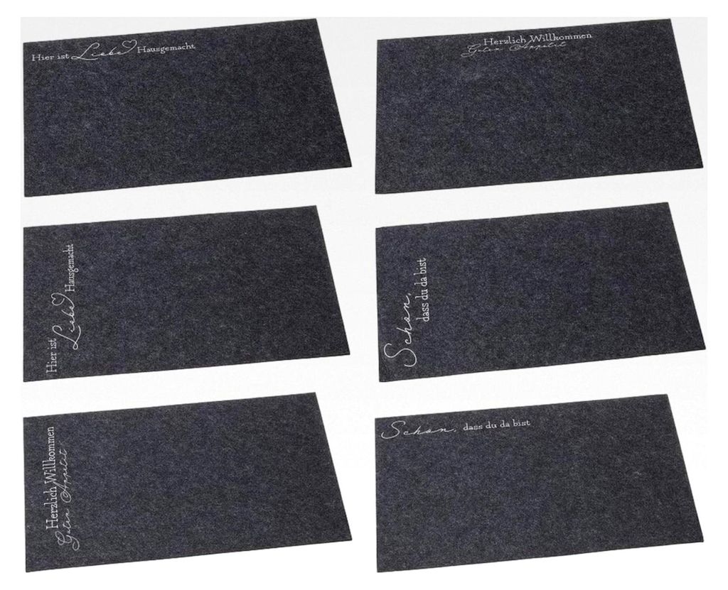 6er Set Tischsets aus Filz mit Sprüchen in Anthrazit