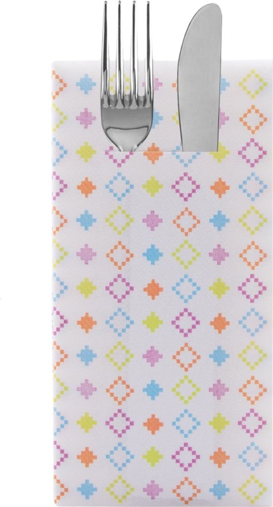 Sovie HOME Besteckserviette Emma aus Linclass Airlaid 40 x 40 cm, 12 Stück - Bestecktasche Ornamente Rauten