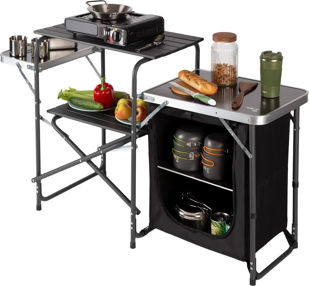 Armoire de camping pliable compacte - Unité de rangement grise 97cm