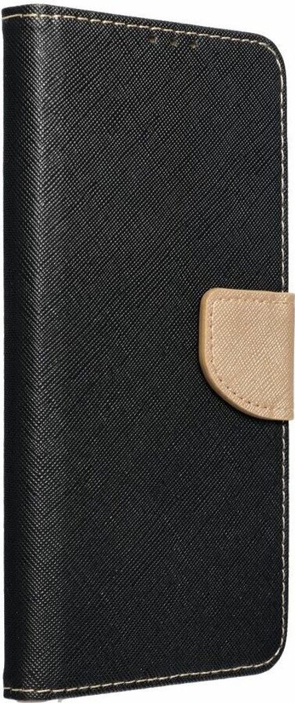 Buch Tasche "Fancy" kompatibel mit SAMSUNG GALAXY S23 FE Etui mit Standfunktion, Kartenfach Schwarz-Gold