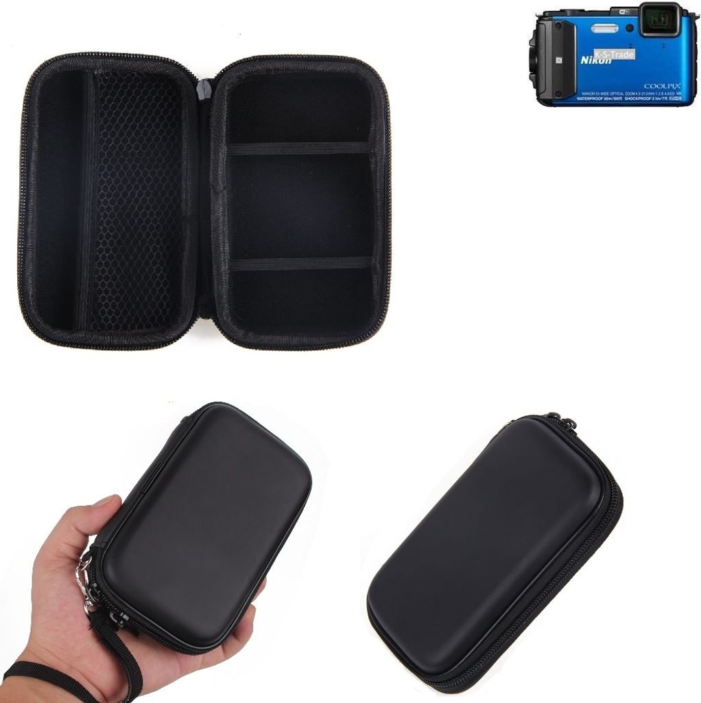 Kamera Tasche Hard Case Hardcase Schutz Hülle für Kompaktkamera kompatibel mit Nikon Coolpix AW130 mit Platz für Zubehör K-S-Trade