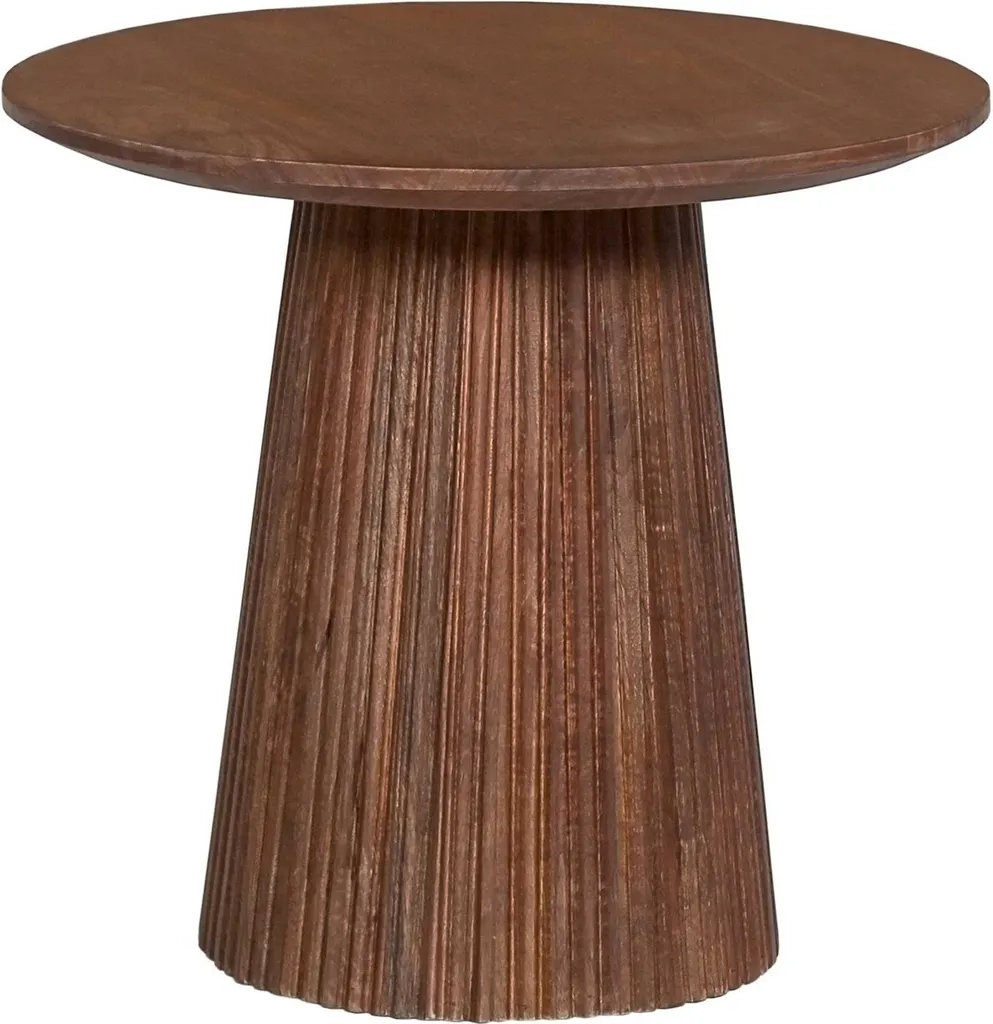 Table basse ronde en bois massif de manguier 50 cm - Modèle Miguel H46