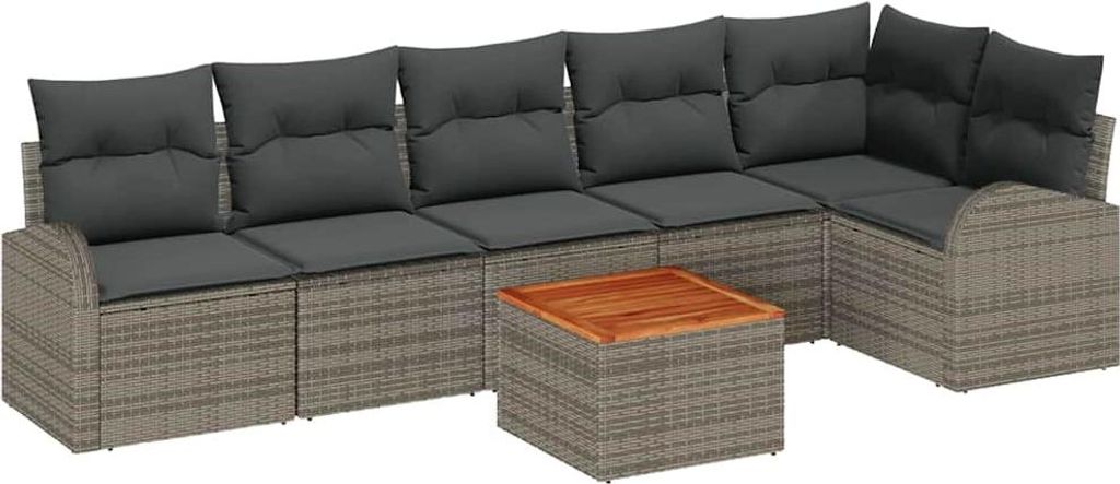 vidaXL Gartensofa-set mit Speicher 7 pcs Grau Poly-Rattan