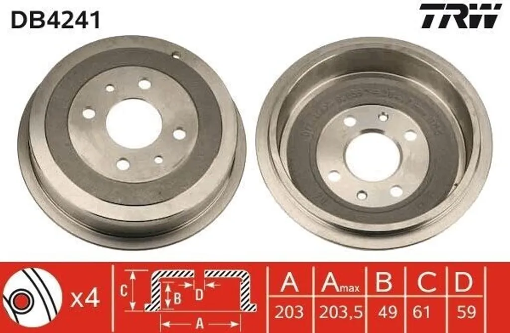Tambour de frein arrière de rechange standard pour Alfa Romeo 146 930