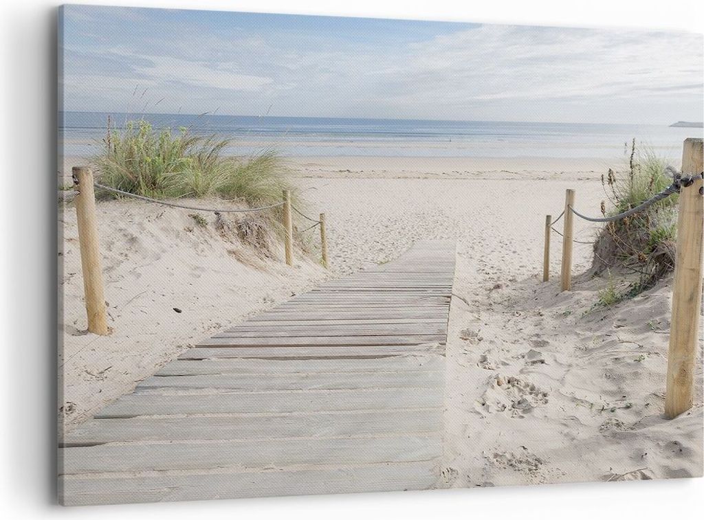 Bild auf Leinwand - Leinwandbild - Einteilig - Strand Düne Eintritt - 100x70cm - Wand Bild - Wanddeko - Wandbilder - Leinwanddruck - Bilder - Wand...