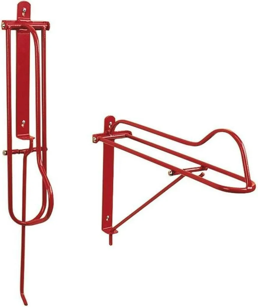 Support de Selle Mural Pliable Rouge Stubbs pour Sellerie et Van de Transport