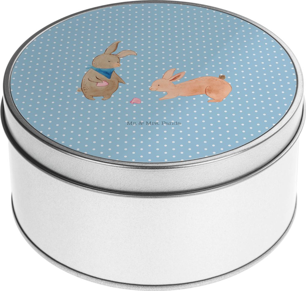 Mr. & Mrs. Panda Metallbox Hasen Muschel - Blau Pastell - Geschenk, Vorratsdosen, Keksdose, Urlaub, Muscheln, Vorratsbehälter, Freundinnen, Kaffee...