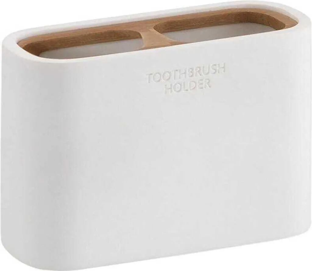 Portaspazzolini Bianco in Bambù Alisso | Accessori Bagno Design Naturale