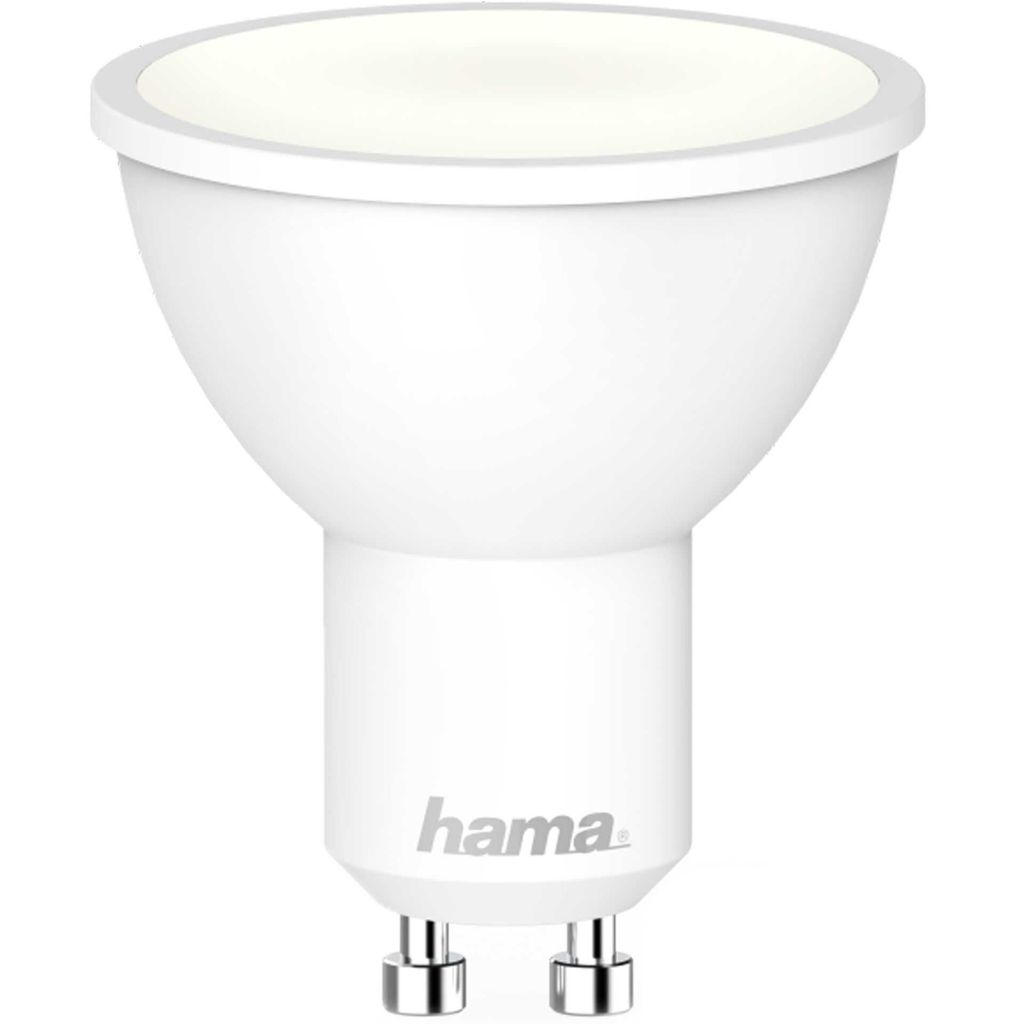 A white Hama LED light bulb with a GU10 base.