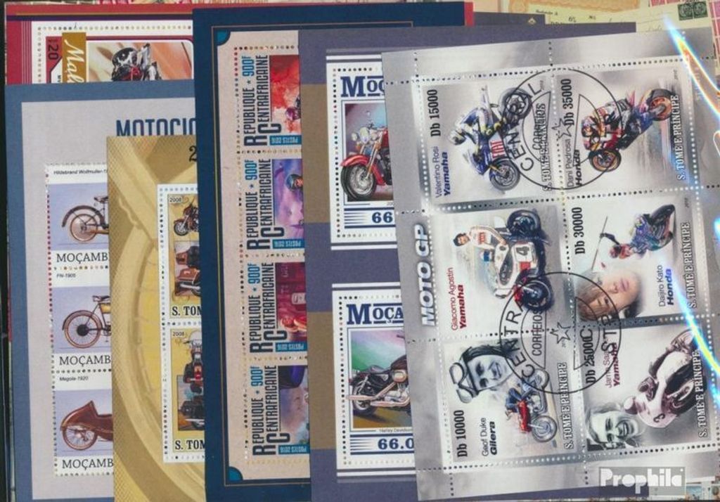 Briefmarken Motive 10 verschiedene Motorräder Blöcke