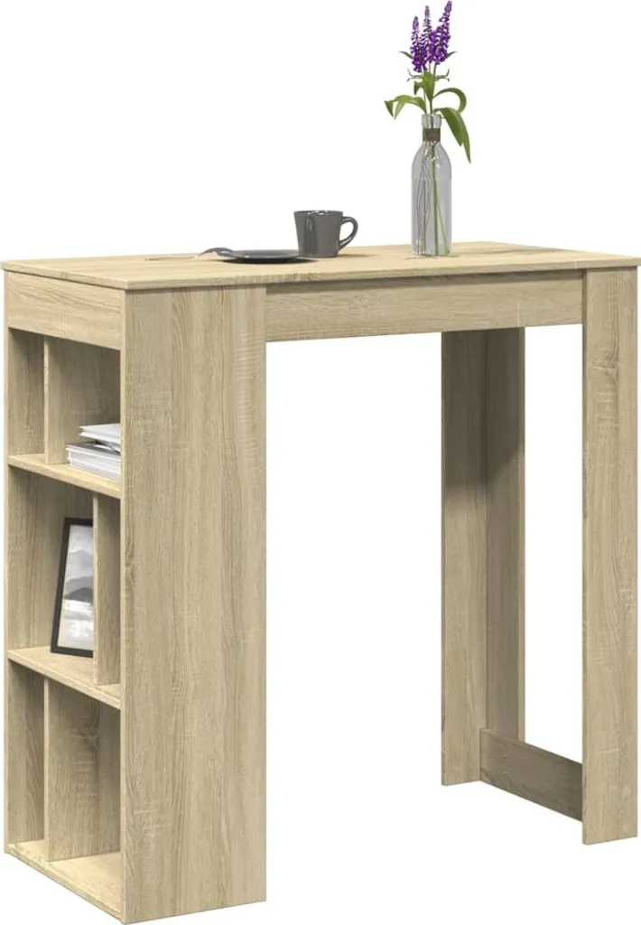 Tavolo Alto da Colazione Rovere Sonoma 102 cm con Porta Bottiglie - 2