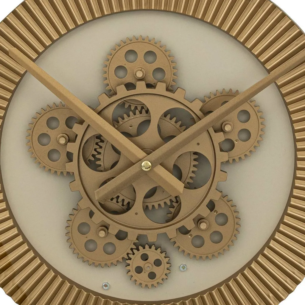 Horloge mécanisme apparent métal beige 50 cm - Style authentique chic