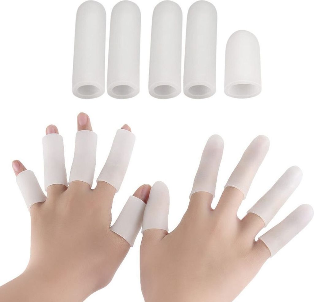 5 Stück Fingerschutz Silikon Gel Fingerlinge Abdeckung Kappe Finger Schutz Weiß
