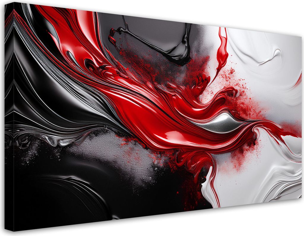 Leinwandbild Rot Schwarz 3D-Abstraktion 100x50 Feeby Grau bild für die wand bereit zum aufhängen