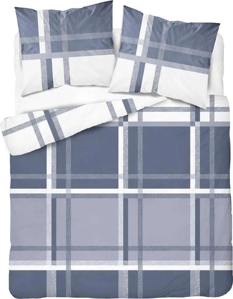Linge de lit 220x200 Satin de Coton soyeux bleu blanc Home Satin 40