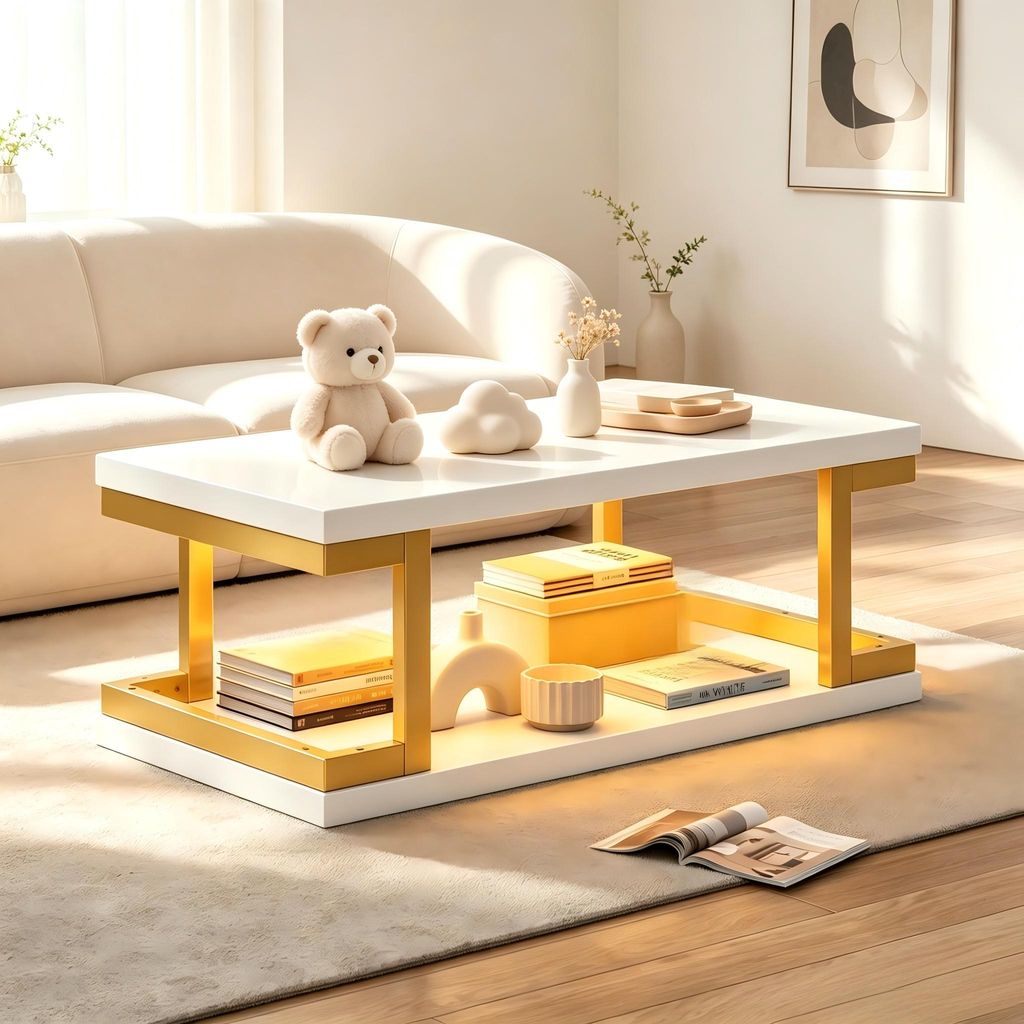 Table basse Merax avec éclairage LED, table de salon en MDF Image du produit 