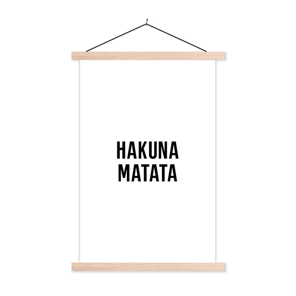 MuchoWow Textilposter Zitate - Hakuna matata - Kinder - Baby - Text 60x90 cm mit holzfarbenen Rahmen - Textil