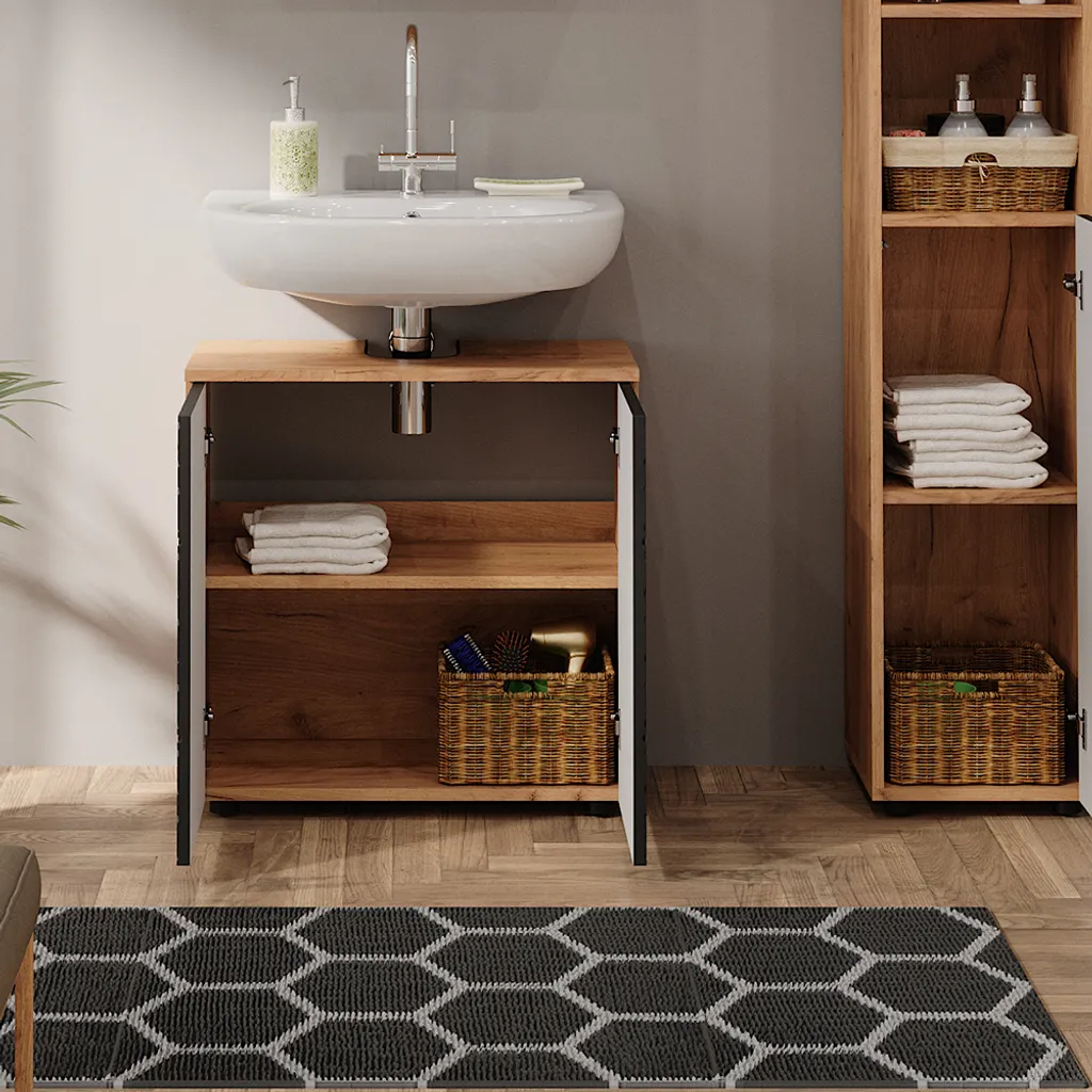 Meuble vasque anthracite 60cm structure nid d'abeille Vicco Irma 42846 - 5