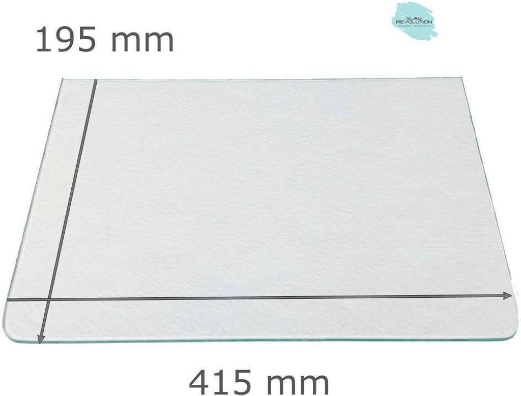 Kühlschrank Einlegeboden - Strukturglas Kathedral 4 mm - 2 abgerundete Ecken - 415 mm x 195 mm - (89,96 EUR / qm - Mindestbfl. 0,25 qm - Kantenb. ...